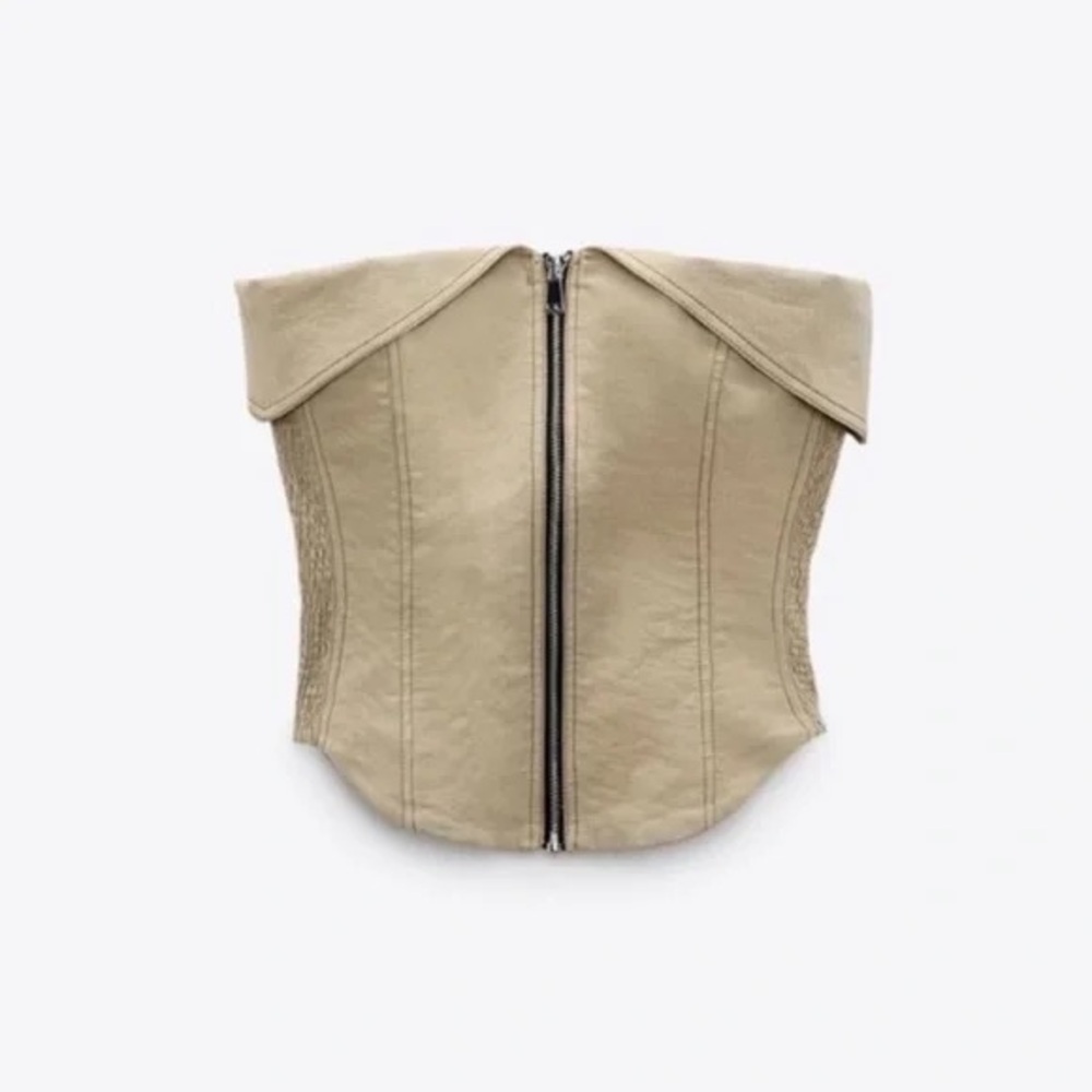 RARE Zara TOPSTITCHED ZIPPER BUSTIER Size Medium New without Tags - Picture 6 of 12